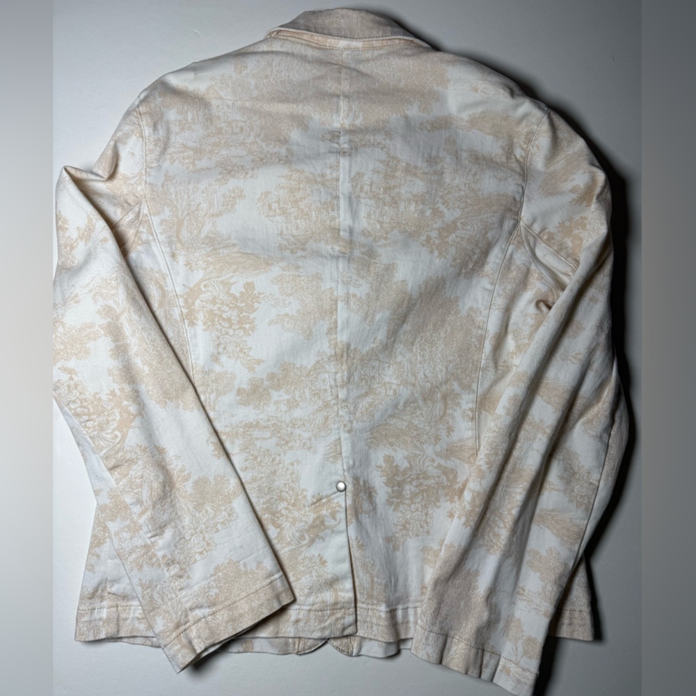 Evan Picone Toile Print Stretch Blazer Jacket Size 8 Ivory Beige Cottagecore - Picture 5 of 6